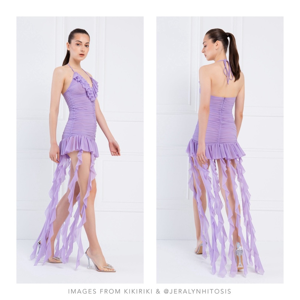 Kikiriki | New Lilac Ruffle-Trim Halter Mini Dress